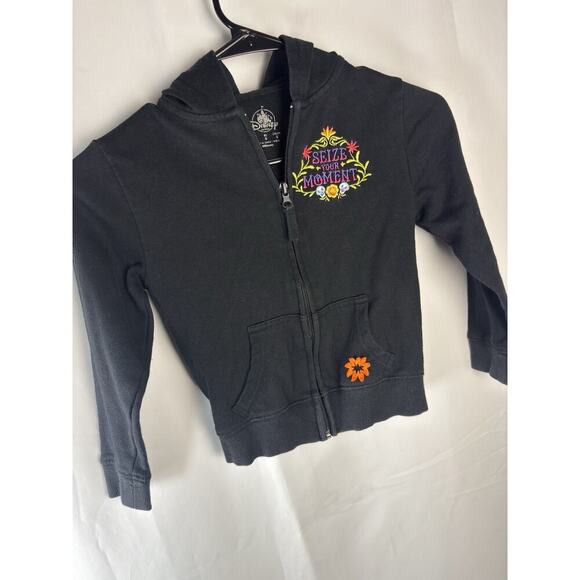 Disney Girl's Size XS Hooded Jacket Colorful Flowers Skulls Seize Your Moment - Picture 1 of 5